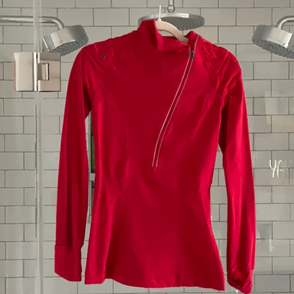 Lululemon discontinued red asymmetrical running hoodie